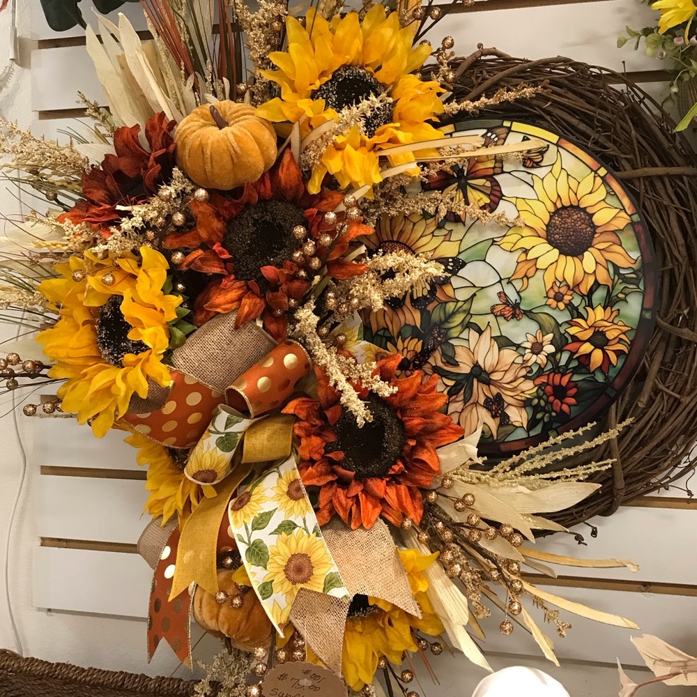 Wreath Sunflower Fall Wreath Beautiful Color Adorn This Custom Order Final Sale